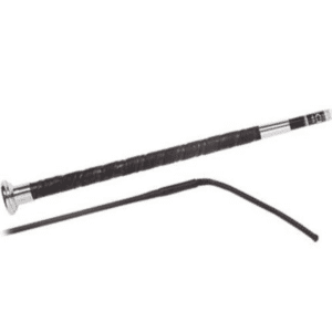 A black and silver stick with a handle